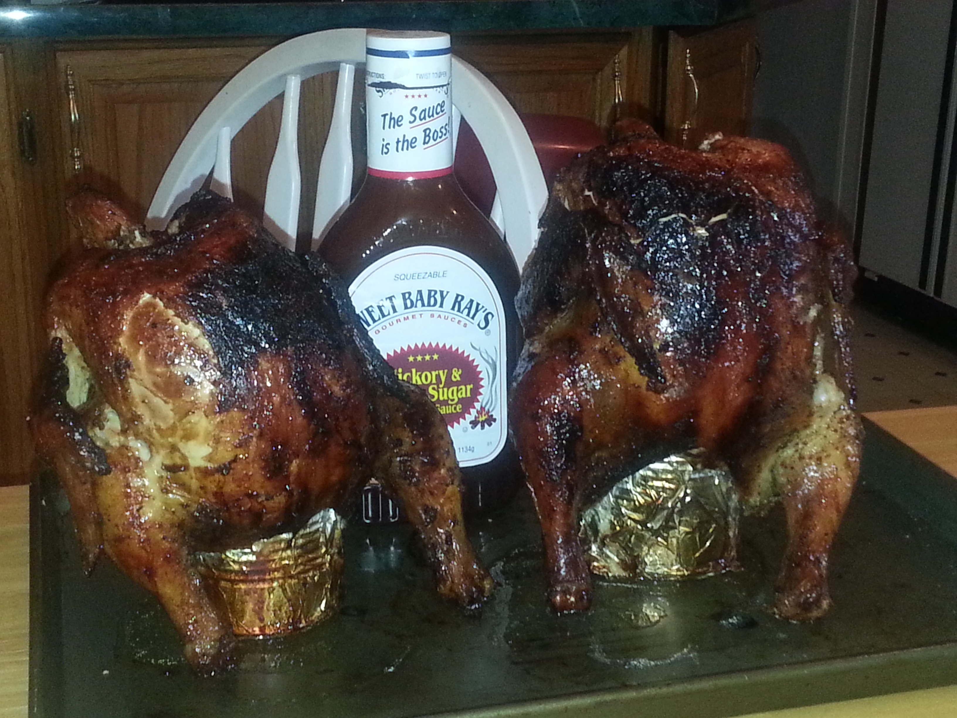 Bean can barbecue chicken